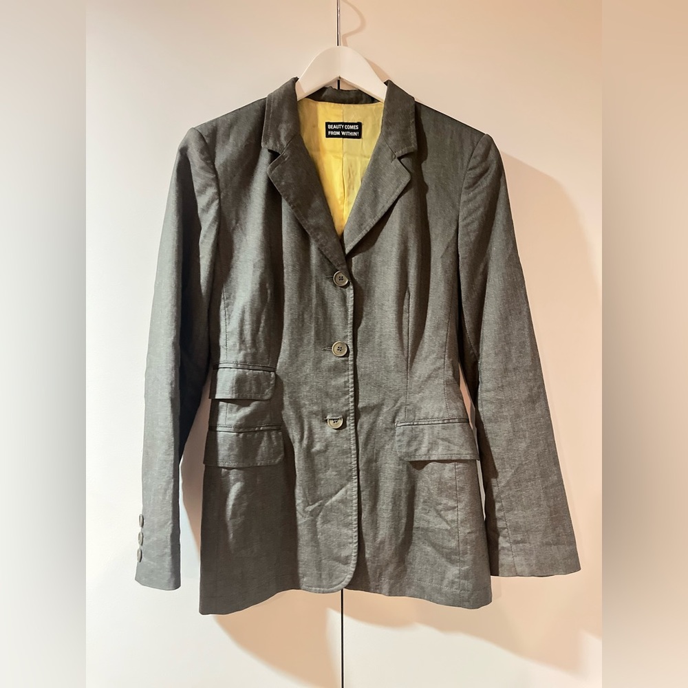 Moschino Jacket in Gray with Yellow Lining Size EU 42 US 8 in
